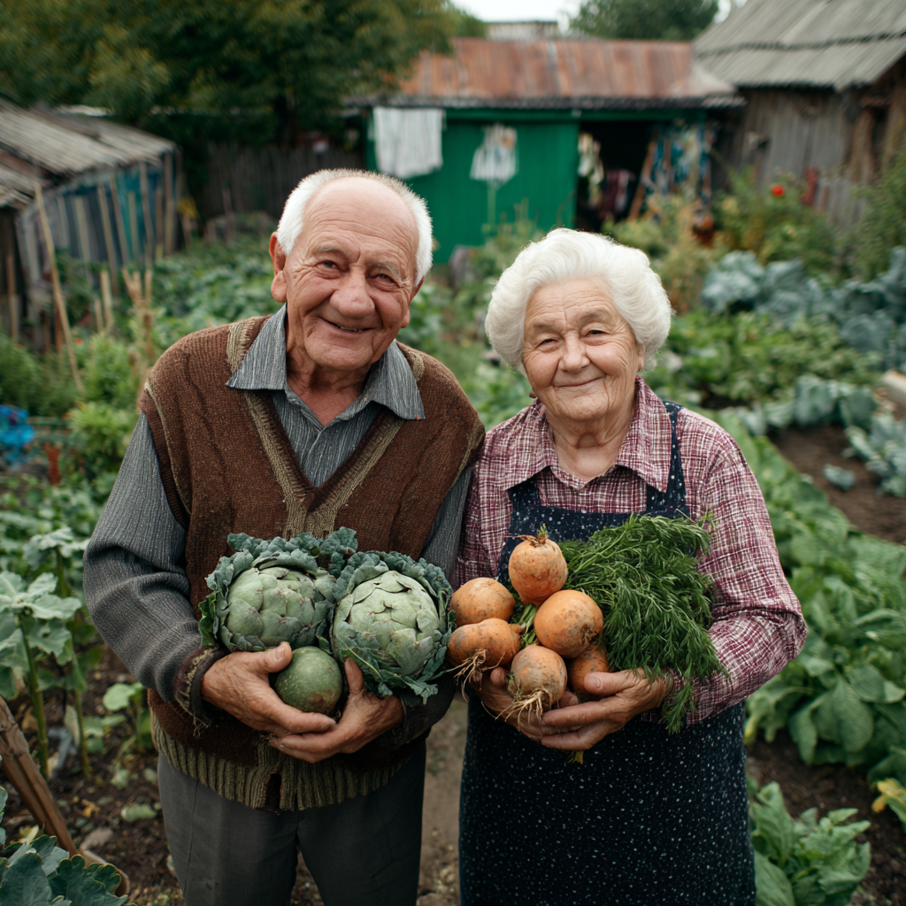 Українська жінка похилого віку посміхається, використовуючи мобільний додаток для підрахунку калорій, сидячи за кухонним столом
